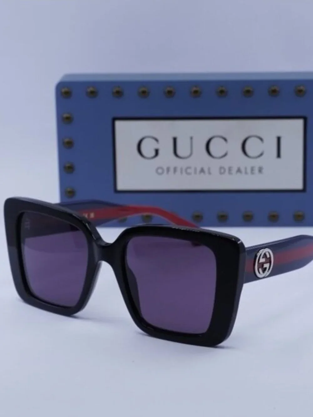 Gucci GG1861S 004 Square Sunglasses - Shiny Black\ Dark Violet